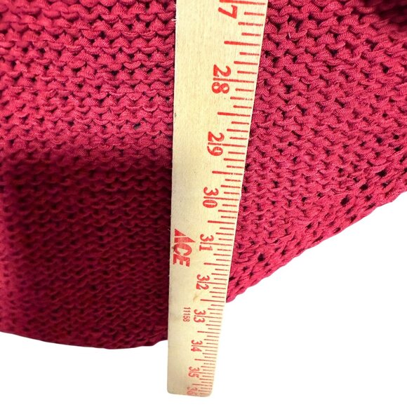 Pure Hand Knit Button Front Cardigan Sweater Women's Size XS/Small Red hi low - Picture 4 of 6